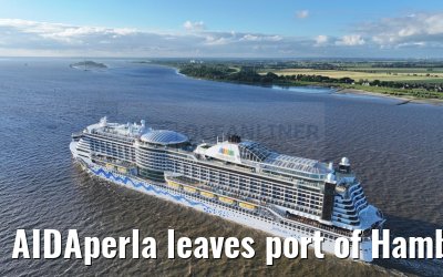 AIDAperla leaves port of Hamburg 19.06.2024