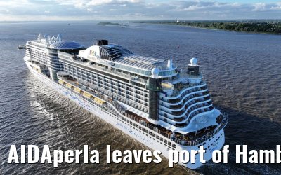 AIDAperla leaves port of Hamburg 19.06.2024