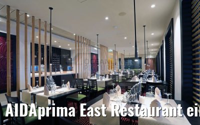 AIDAprima East Restaurant eingedeckt abends