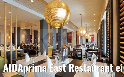 AIDAprima East Restaurant eingedeckt abends