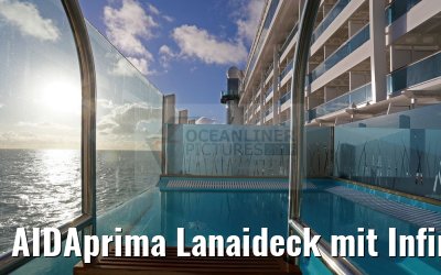 AIDAprima Lanaideck mit Infinity-Pool abends