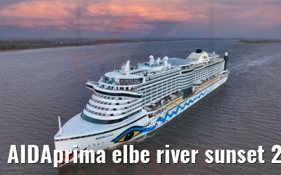 AIDAprima elbe river sunset 25.02.2022