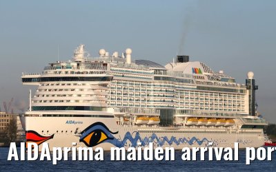 AIDAprima maiden arrival port of Hamburg 21. April 2016