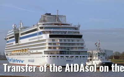 Transfer of the AIDAsol on the Ems on 11 March 2011 between Papenburg and Leer