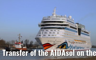 Transfer of the AIDAsol on the Ems on 11 March 2011 between Papenburg and Leer