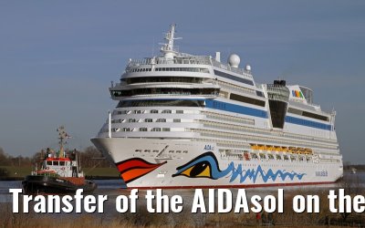 Transfer of the AIDAsol on the Ems on 11 March 2011 between Papenburg and Leer