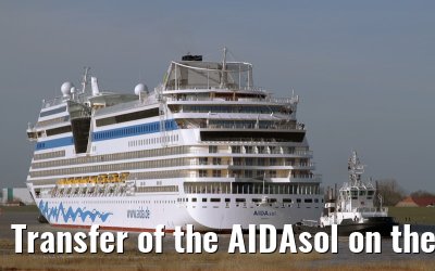 Transfer of the AIDAsol on the Ems on 11 March 2011 between Papenburg and Leer