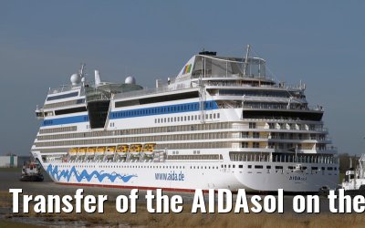 Transfer of the AIDAsol on the Ems on 11 March 2011 between Papenburg and Leer
