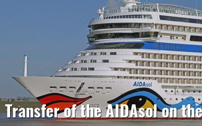 Transfer of the AIDAsol on the Ems on 11 March 2011 between Papenburg and Leer