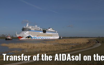 Transfer of the AIDAsol on the Ems on 11 March 2011 between Papenburg and Leer