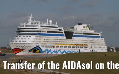 Transfer of the AIDAsol on the Ems on 11 March 2011 between Papenburg and Leer