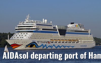 AIDAsol departing port of Hamburg, 06. September 2013