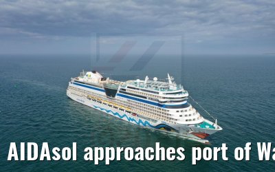 AIDAsol approaches port of Warnemünde 24.04.2021