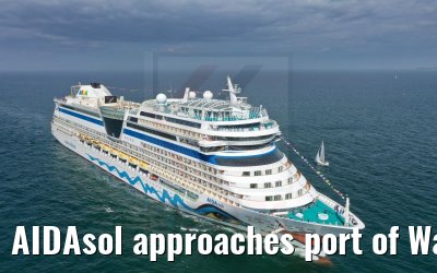 AIDAsol approaches port of Warnemünde 24.04.2021