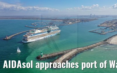 AIDAsol approaches port of Warnemünde 24.04.2021