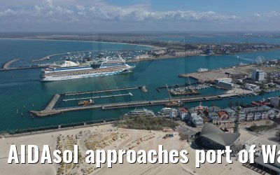 AIDAsol approaches port of Warnemünde 24.04.2021
