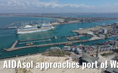 AIDAsol approaches port of Warnemünde 24.04.2021