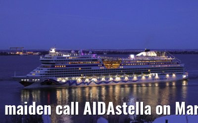 maiden call AIDAstella on March 12, 2013 in the port of Hamburg