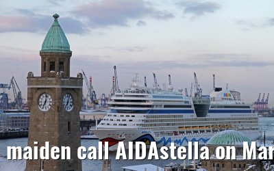 maiden call AIDAstella on March 12, 2013 in the port of Hamburg