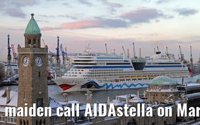 maiden call AIDAstella on March 12, 2013 in the port of Hamburg