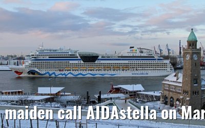 maiden call AIDAstella on March 12, 2013 in the port of Hamburg