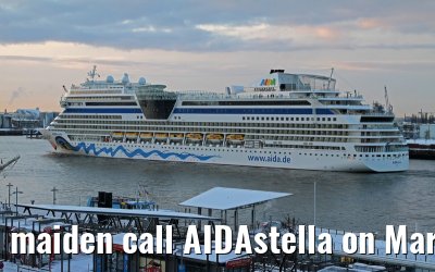 maiden call AIDAstella on March 12, 2013 in the port of Hamburg
