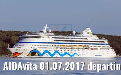 AIDAvita 01.07.2017 departing port of Kiel