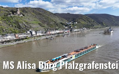 MS Alisa Burg Pfalzgrafenstein und Kaub mit Burg Gutenfels 05.04.2023