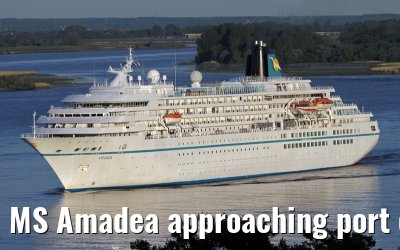 MS Amadea approaching port of Hamburg, 06.06.2013