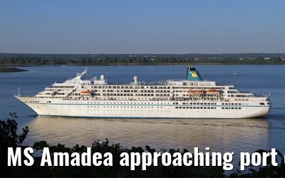 MS Amadea approaching port of Hamburg, 06.06.2013