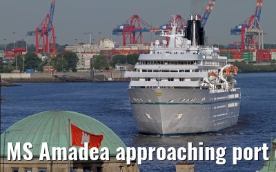 MS Amadea approaching port of Hamburg, 06.06.2013