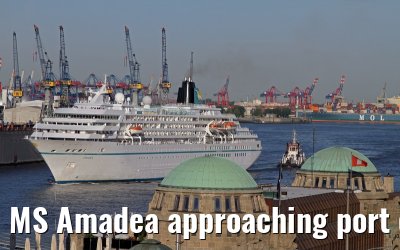 MS Amadea approaching port of Hamburg, 06.06.2013