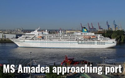 MS Amadea approaching port of Hamburg, 06.06.2013