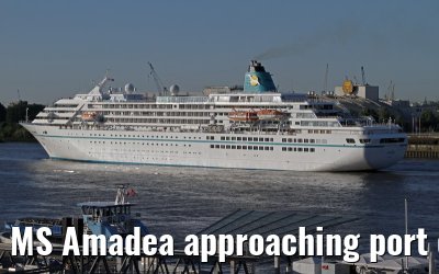 MS Amadea approaching port of Hamburg, 06.06.2013