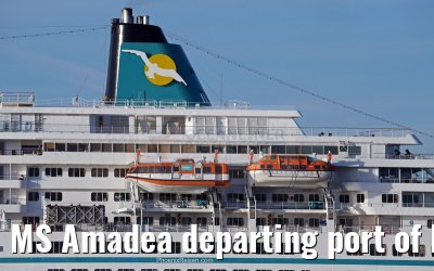 MS Amadea departing port of Hamburg, 10. May 2015