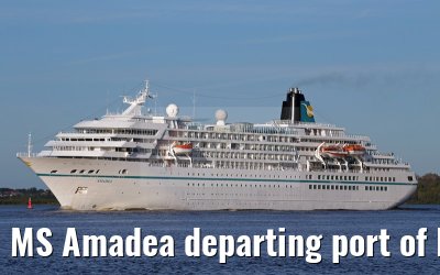 MS Amadea departing port of Hamburg, 10. May 2015