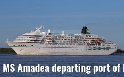 MS Amadea departing port of Hamburg, 10. May 2015