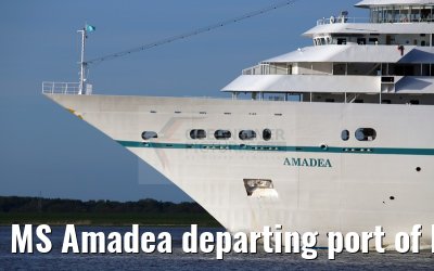 MS Amadea departing port of Hamburg, 10. May 2015