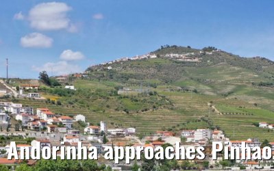 Andorinha approaches Pinhao, Douro River 24.05.2021