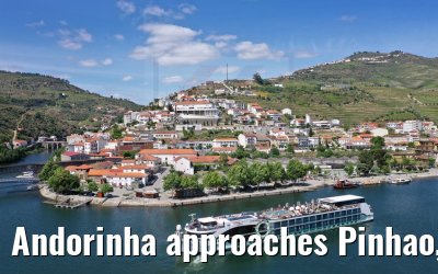 Andorinha approaches Pinhao, Douro River 24.05.2021