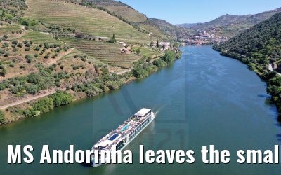 MS Andorinha leaves the small city Pinhao, Douro River 25.05.2021