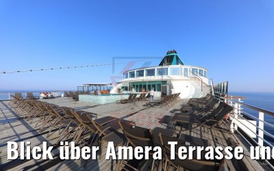 Blick über Amera Terrasse und Amera Pool am Morgen