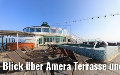 Blick über Amera Terrasse und Amera Pool am Morgen