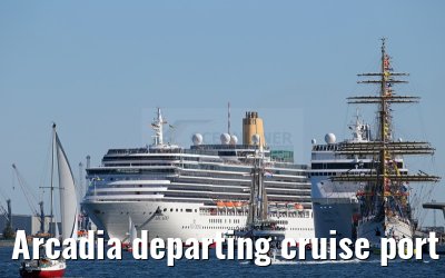 Arcadia departing cruise port Warnemuende 09. August 2015