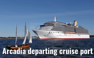 Arcadia departing cruise port Warnemuende 09. August 2015