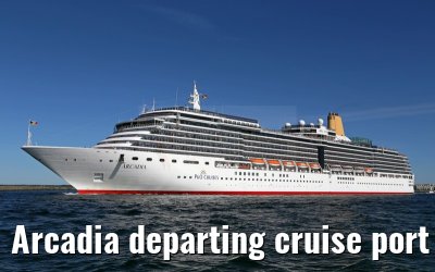 Arcadia departing cruise port Warnemuende 09. August 2015