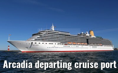 Arcadia departing cruise port Warnemuende 09. August 2015
