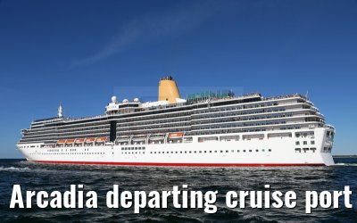 Arcadia departing cruise port Warnemuende 09. August 2015