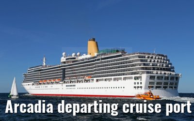 Arcadia departing cruise port Warnemuende 09. August 2015