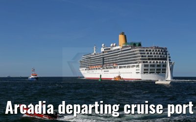 Arcadia departing cruise port Warnemuende 09. August 2015